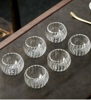 6 adet cam çift çidarlı çizgili kase,şekerlik,reçellik,sosluk,çerezlik