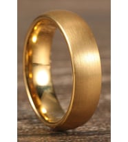 6mm Mat Bombeli Unisex Kadın Erkek Çelik Alyans Yüzük (Sarı) cl37