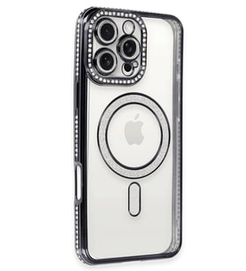 Newface Apple iPhone 16 Pro Max Kılıf Joke Simli Magneticsafe Kılıf - Gri