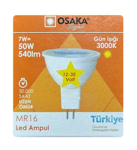 (1 Adet) Osaka 12Volt 7W (50W) Sarı (3000K) GU5.3 Duylu (İğne Bacak) Led Spot Ampul