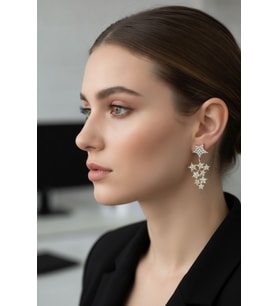 Yıldız Model Renk Zirkon Taşlı Küpe