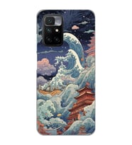 Redmi 10 2022 Uyumlu Kanagawa Dalga Kolaj Desenli Şeffaf Telefon Kılıfı