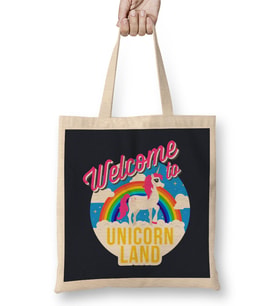 Welcome To Unicorn Land Bez Çanta Uzun Saplı