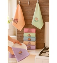 6 Parça Mutfak Kurulama Bezi 30 X 50 Cm Cake (Çok Renkli)
