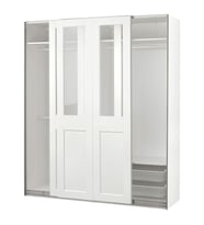 Sürgü Kapaklı Gardırop, Beyaz, 200x66x236 cm