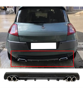 Renault Megane 2 HB Siyah Difüzör Çiftli Yuvarlak Egzoz Görünümlü D Tip Difizör 2002 - 2009