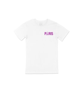 Paris Eyfel Cep Logo Tasarımlı Beyaz Tişört