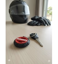 Honda Logolu Özel Tasarım Lastik Detaylı Motosiklet Anahtarlığı