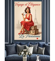 Vintage Paris Kadın Reklam Dekoratif Kanvas - Mdf Ahşap Tablo