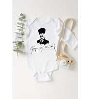 Unisex Bebek Beyaz Atatürk Gazi Mustafa Kemal Çıtçıtlı Body