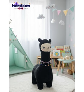 70 Cm Oyun & Uyku Arkadaşı Peluş Alpaka Lama Peluş Oyuncak (Düz Siyah)