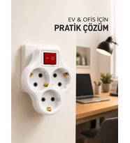 Kablosuz Priz Çoğaltıcı 3 Çıkışlı Anahtarlı Kompakt Duvar Tipi Çoklayıcı