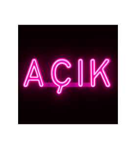 Pembe LED Yazılı Tabela, 37x15 cm, Dükkan ve Kafe Dekoru (Krem)
