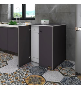 Kenzlife bulaşık&çamaşır&kurutma makinesi dolabı kapaklı nurten gri 90*70*60 banyo ofis