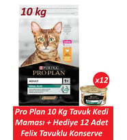 Pro Plan 10 Kg Tavuk Kedi Maması + Hediye 12 Adet Felix Tavuklu Yaş Kedi Maması