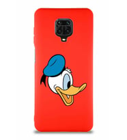 Xiaomi Redmi Note 9S Soft Premier Kapak Donald Duck-F Tasarımlı Silikon Kılıf - Kırmızı (Şeffaf)