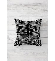 Zebra Desen Çift Tarafı Baskılı Gizli Fermuarlı Yastık Kılıfı Kırlent Koltuk Yastık Kılıfı (Siyah)