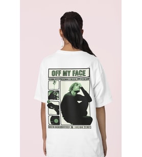 Justin Bieber Off My Face Sırt Baskılı Unisex Oversize Şarkıcı Tişört