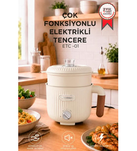 Torima Çok Fonksiyonlu Elektrikli Tencere 1.6L Buharlı Yağda Yemek Pişirme Makinesi ETC01 Bej