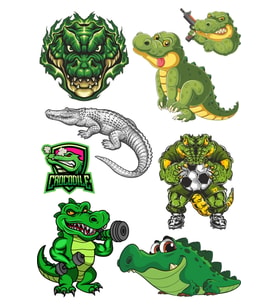 Timsah Sticker Set-1 8 Parça Telefon, Tablet, Defter, Laptop Sticker