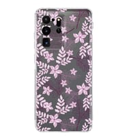 Samsung Galaxy S20 Ultra  Kamera Korumalı Kapak Floral Pudra Tasarımlı  Şeffaf Kılıf