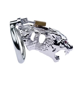 TIGER Chastity Cock Cage Kaplan Görünümlü Metal Penis Esaret Kafesi