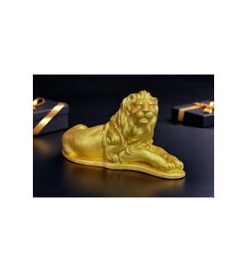 21 Cm Gold Altın Varak Dekoratif Aslan Obje Heykel Büst Hediyelik