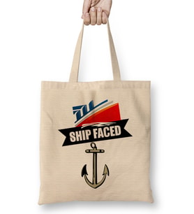 Funny Ship Faced Booze Cruise Boating Nautical Pun Bez Çanta Uzun Saplı