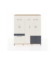 Hyperion Dolap 11 Raflı 4 Çekmeceli 2 Askılı 220x44x243 Çam-Aytaşı/Antrasit