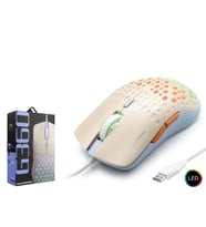 Hadron G360 3600dpi Led Aydınlatmalı 1.50mt USB Kablolu Oyuncu Mouse - Beyaz