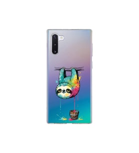 Samsung Galaxy Note 10 ile Uyumlu Splash Tembel Hayvan Tasarımlı Şeffaf Silikon Kılıf