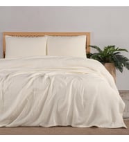 Çift Kişilik, Şık Düz Renk %100 Pamuk 4 Kat Muslin Yastık Kılıflı Pike Takımı, Denizli Üretimi (Natural Renk, Çift Kişilik Set (230x250 cm))