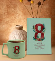 BK Gift 8 Mart Tasarımlı Yeşil Sert Kapaklı Defter ve Middle Kupa Seti, Arkadaşa Hediye, Yeni İş Hediyesi, Doğum Günü Hediyesi (Model 5)