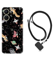 Vivo Y16 Kılıf Silikon Boyun Askılı İpli Desenli Silikon Planet Animals 1771