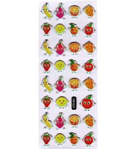 Sticker Kabartmalı Sticker Defter Planlayıcı Etiket (cb523) 16x7 cm- Neşeli Meyveler