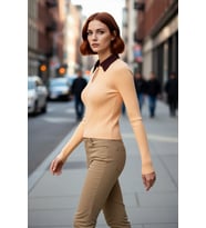 Kadın İnce Polo Yaka Fitted Triko Body Kazak Bahar Mevsimi İçin Şık ve Rahat Günlük Giyimde İdeal
