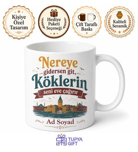 Memleket Temalı Retro Yazılı Baskılı Kupa Bardak Nostaljik Hediye