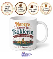 Memleket Temalı Retro Yazılı Baskılı Kupa Bardak Nostaljik Hediye