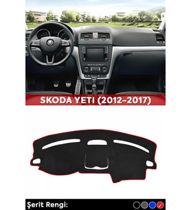 Skoda Yetı (2012-2017) 3d Torpido Koruma Kılıfı - Ön Göğüs Kaplama - Kırmızı Şerit