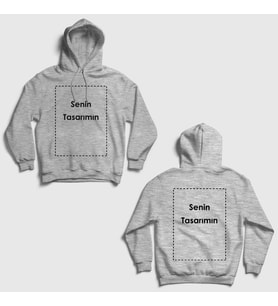 Presmono Unisex Gri Kendin Tasarla Kişiye Özel Sırt Baskılı Kapüşonlu Sweatshirt 519248tt (Gri)