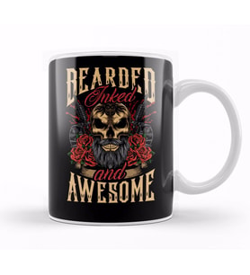 Bearded Inked And Awesome Badass Dad Kupa Bardak Porselen