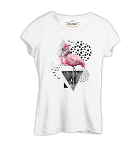 Certain Angles - Flamingo Beyaz Kadın Tshirt