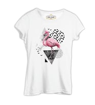 Certain Angles - Flamingo Beyaz Kadın Tshirt