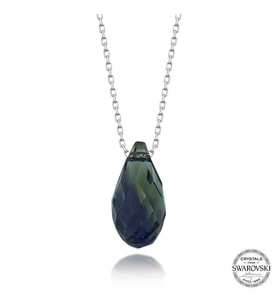 Swarovski Crystal Taşlı Drop Kesim Gümüş Kadın Kolye