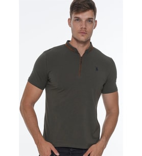 T8571 DEWBERRY FERMUARLI ERKEK T-SHIRT-AÇIK HAKİ