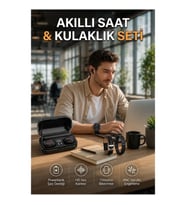 M88 Plus Powerbankli Bluetooth Kulaklık ve Akıllı Saat Seti Kablosuz ANC Destekli