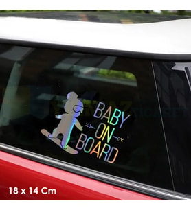 Kayakçı Arabada Bebek Var Hologram Oto Sticker Cam Araba Yapıştırma Çıkartma Aksesuar Etiket 18x14cm