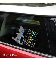 Kayakçı Arabada Bebek Var Hologram Oto Sticker Cam Araba Yapıştırma Çıkartma Aksesuar Etiket 18x14cm