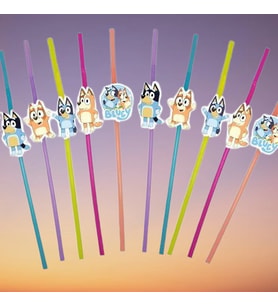 Pipet BLUEY Temalı Artistik Körüklü Pipet Doğum Günü Eğlencesi