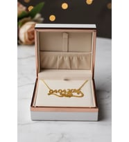 Kişiye Özel Tarih Tasarım Kalp Çift Harf Kolye 925K Gümüş (Gold)